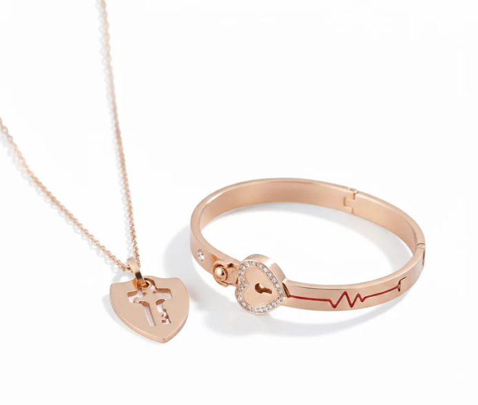 ForeverKeyed™ Couples Locking Bracelet & Necklace Set