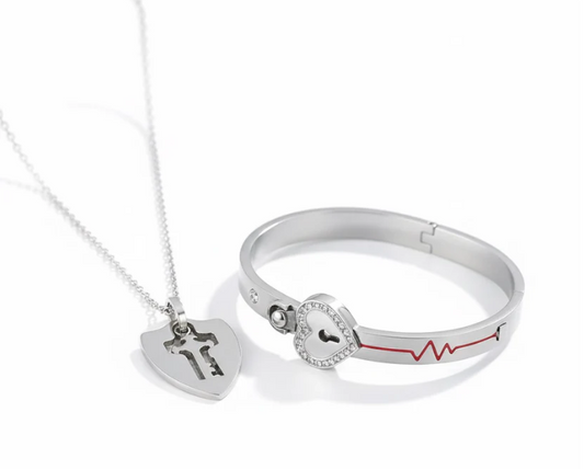 ForeverKeyed™ Couples Locking Bracelet & Necklace Set